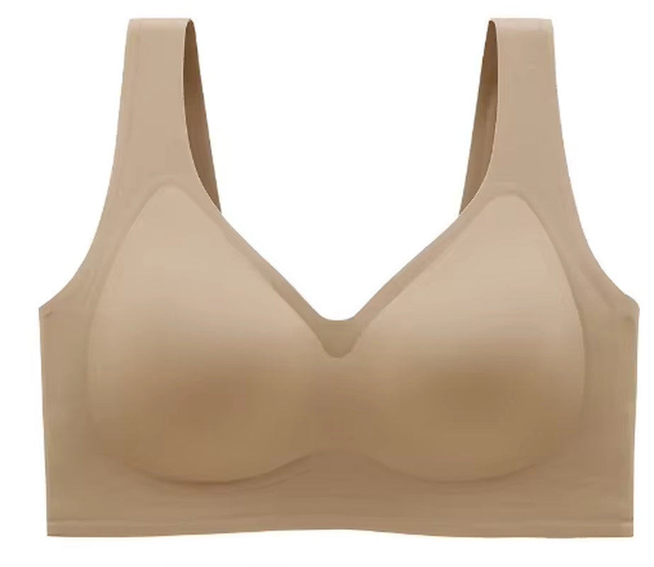 Ultra-Thin Jelly Glue Full Cover Semi-Fixed Bras Large Cup Seamless Gathering Underwear for Women 5XL