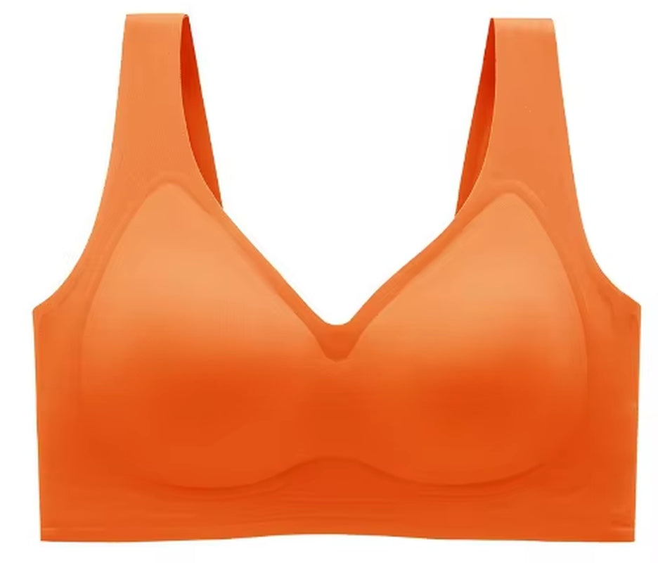 Ultra-Thin Jelly Glue Full Cover Semi-Fixed Bras Large Cup Seamless Gathering Underwear for Women 5XL