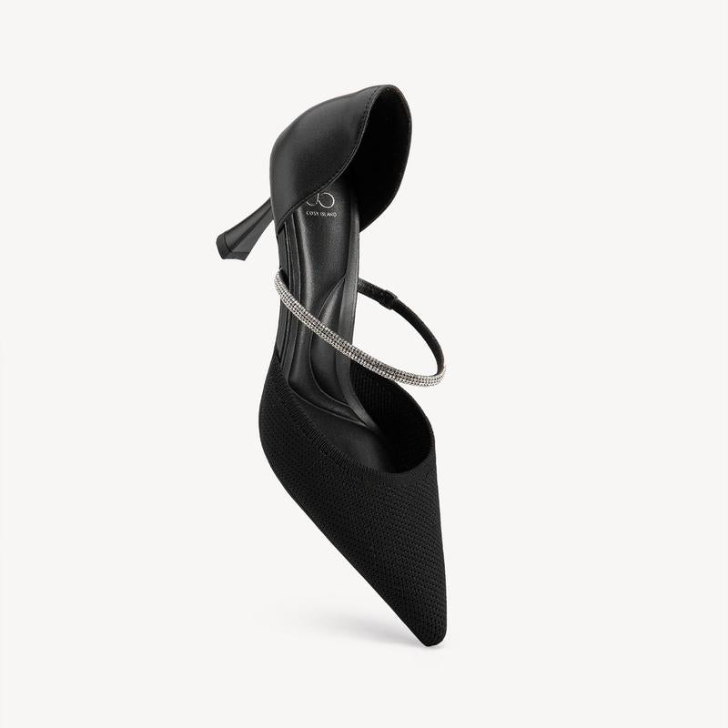 Charmelle Sparkle Pointed Toe Heeled Pumps with Elegant Ankle Strap for Women'S Formal Wear