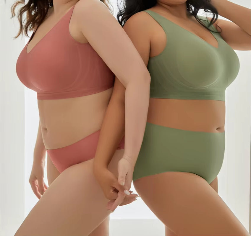 Ultra-Thin Jelly Glue Full Cover Semi-Fixed Bras Large Cup Seamless Gathering Underwear for Women 5XL