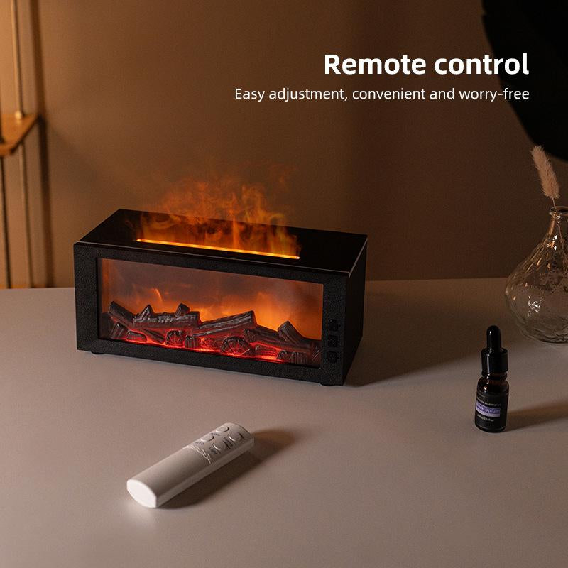 Portable Flame Aroma Diffuser Fireplace Flame Humidifier 300Ml Water Diffuser Essential Oil Diffuser 7-Color Light Remote Timer Mini USB Desktop Air Cooler and Humidifier Quiet Auto Shut-Off Large Room Glass Dome Ultrasonic Hair Dryer with Diffuser and Wa