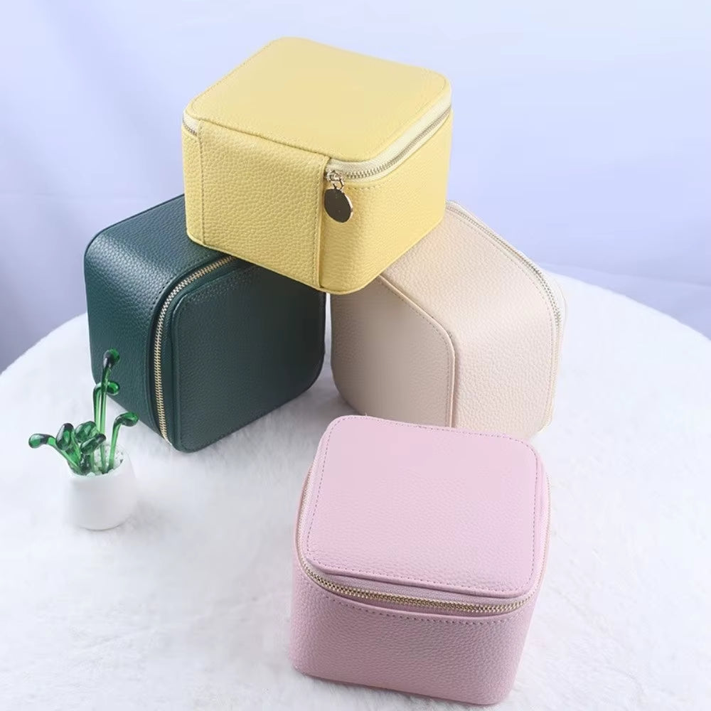 Portable Travel Jewelry Box Large Capacity PU Leather Jewelry Case with 6/12Pcs Small Pouches Jewelry Storage Box