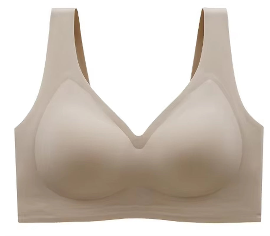 Ultra-Thin Jelly Glue Full Cover Semi-Fixed Bras Large Cup Seamless Gathering Underwear for Women 5XL