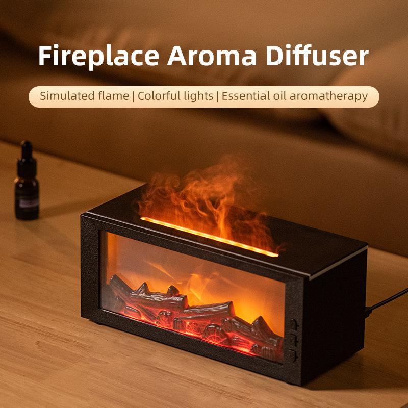 Portable Flame Aroma Diffuser Fireplace Flame Humidifier 300Ml Water Diffuser Essential Oil Diffuser 7-Color Light Remote Timer Mini USB Desktop Air Cooler and Humidifier Quiet Auto Shut-Off Large Room Glass Dome Ultrasonic Hair Dryer with Diffuser and Wa