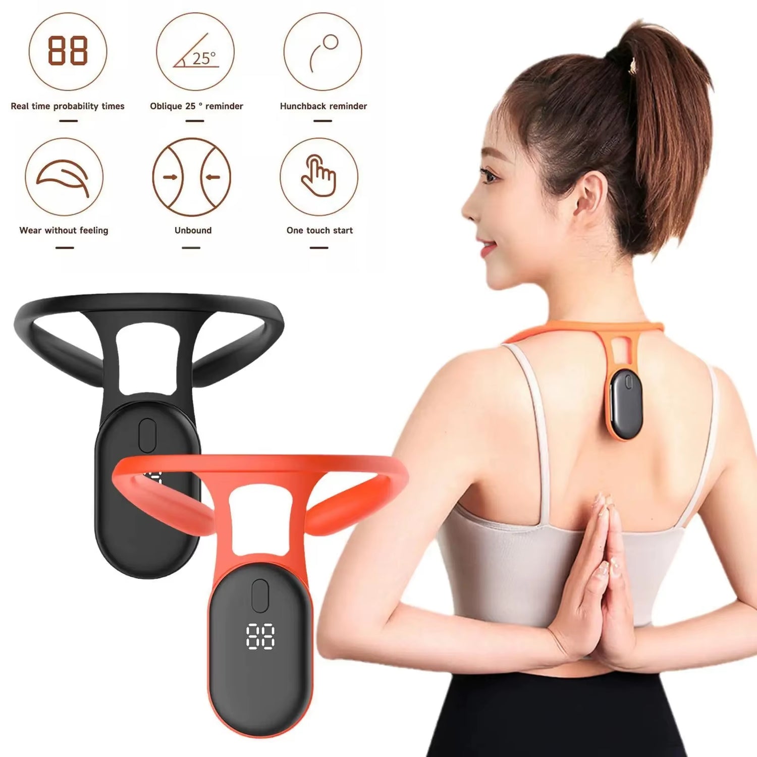 Smart Posture Corrector Strapless Vibrate Reminder Posture Monitor for Cervical Spine Hunchback Lumbar Office Workers Teenagers