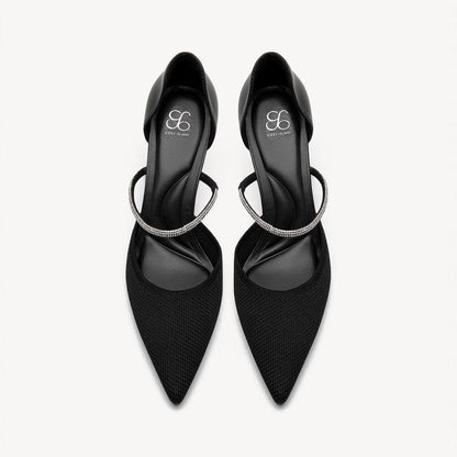 Charmelle Sparkle Pointed Toe Heeled Pumps with Elegant Ankle Strap for Women'S Formal Wear