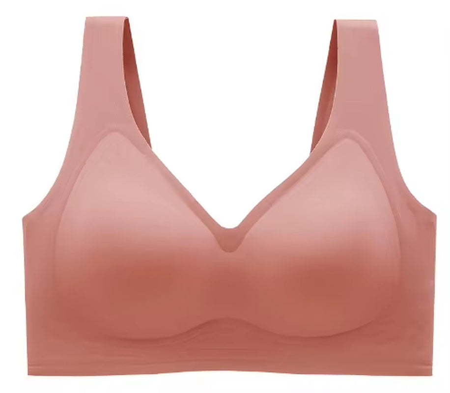 Ultra-Thin Jelly Glue Full Cover Semi-Fixed Bras Large Cup Seamless Gathering Underwear for Women 5XL