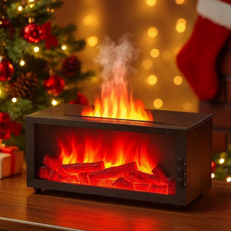 Portable Flame Aroma Diffuser Fireplace Flame Humidifier 300Ml Water Diffuser Essential Oil Diffuser 7-Color Light Remote Timer Mini USB Desktop Air Cooler and Humidifier Quiet Auto Shut-Off Large Room Glass Dome Ultrasonic Hair Dryer with Diffuser and Wa