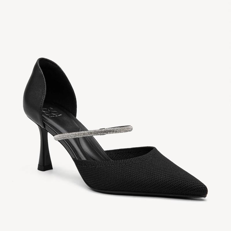 Charmelle Sparkle Pointed Toe Heeled Pumps with Elegant Ankle Strap for Women'S Formal Wear