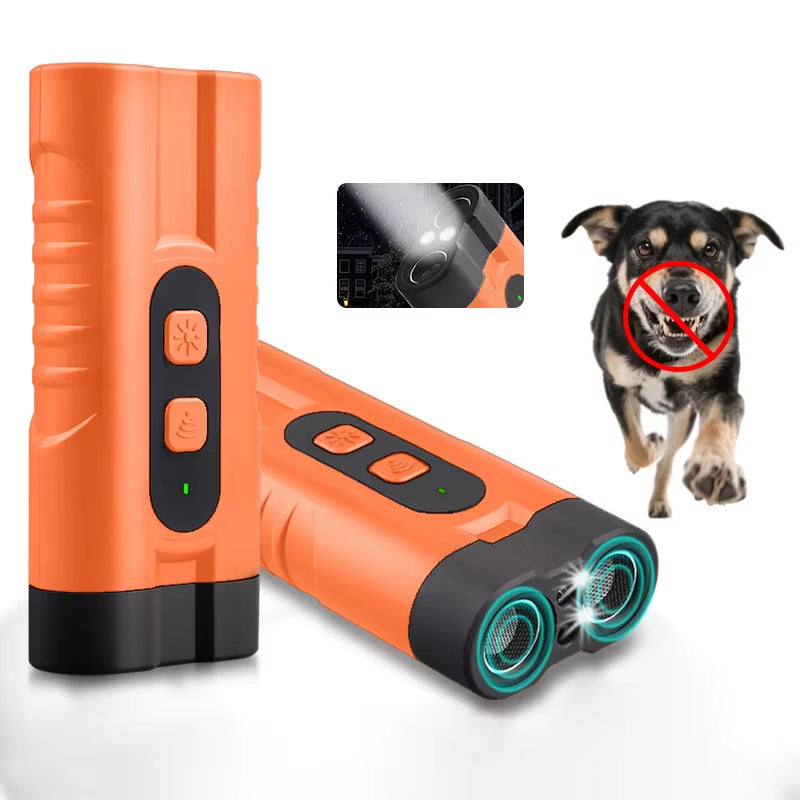 New Two Core Ultrasonic Dog Bark Deterrent Devices Portable Handheld 3 Modes Dog Trainer Anti-Barking Device with LED Flashlight