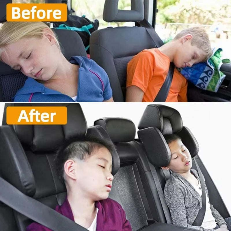 Car Headrest Pillow 360° Adjustable Sleeping Head Neck Support PU U-Shaped Travel Seat Rest Pillows Cushion for Kids Adults