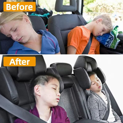 Car Headrest Pillow 360° Adjustable Sleeping Head Neck Support PU U-Shaped Travel Seat Rest Pillows Cushion for Kids Adults