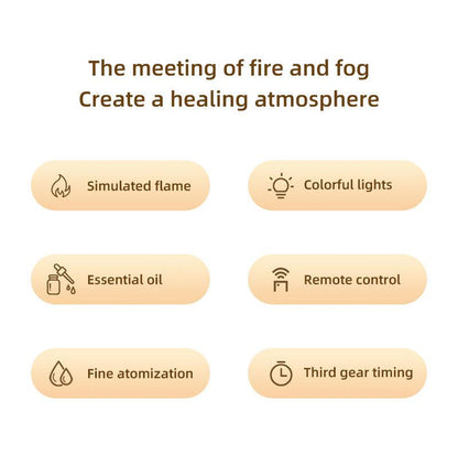Portable Flame Aroma Diffuser Fireplace Flame Humidifier 300Ml Water Diffuser Essential Oil Diffuser 7-Color Light Remote Timer Mini USB Desktop Air Cooler and Humidifier Quiet Auto Shut-Off Large Room Glass Dome Ultrasonic Hair Dryer with Diffuser and Wa