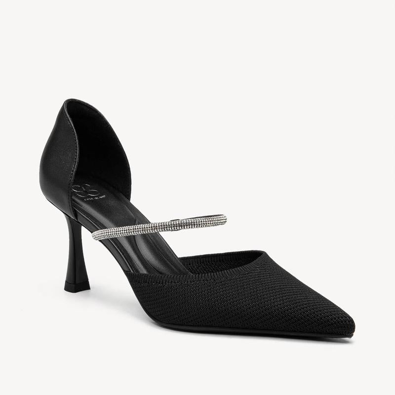 Charmelle Sparkle Pointed Toe Heeled Pumps with Elegant Ankle Strap for Women'S Formal Wear