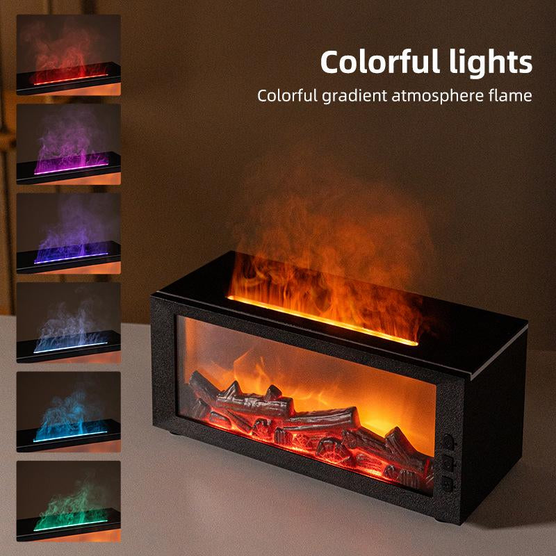 Portable Flame Aroma Diffuser Fireplace Flame Humidifier 300Ml Water Diffuser Essential Oil Diffuser 7-Color Light Remote Timer Mini USB Desktop Air Cooler and Humidifier Quiet Auto Shut-Off Large Room Glass Dome Ultrasonic Hair Dryer with Diffuser and Wa