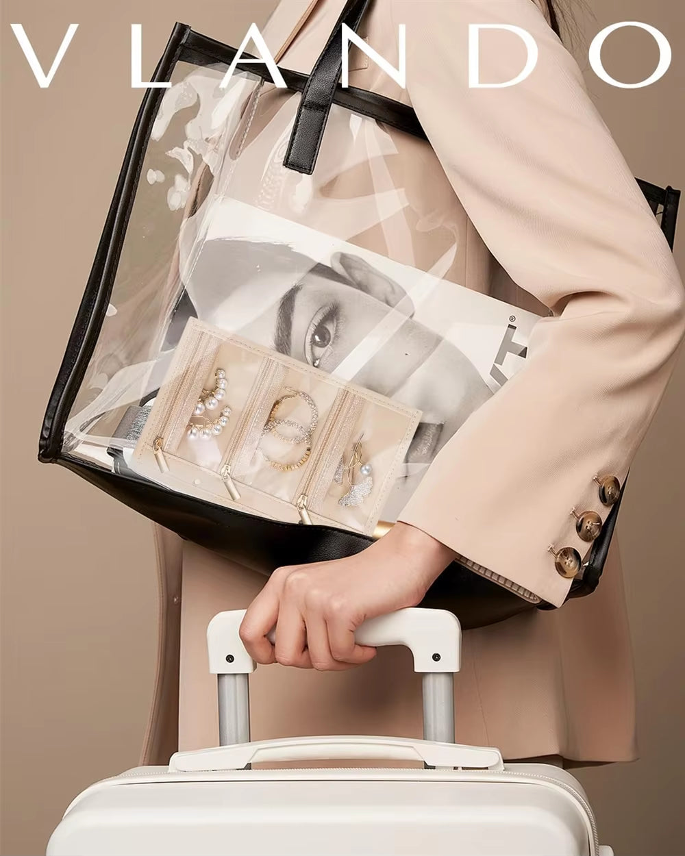 Jewelry Storage Box, Storage Bag, Convenient Jewelry Storage Book Ring Binder, Transparent Zipper Velvet Jewelry Bag, Travel Ess