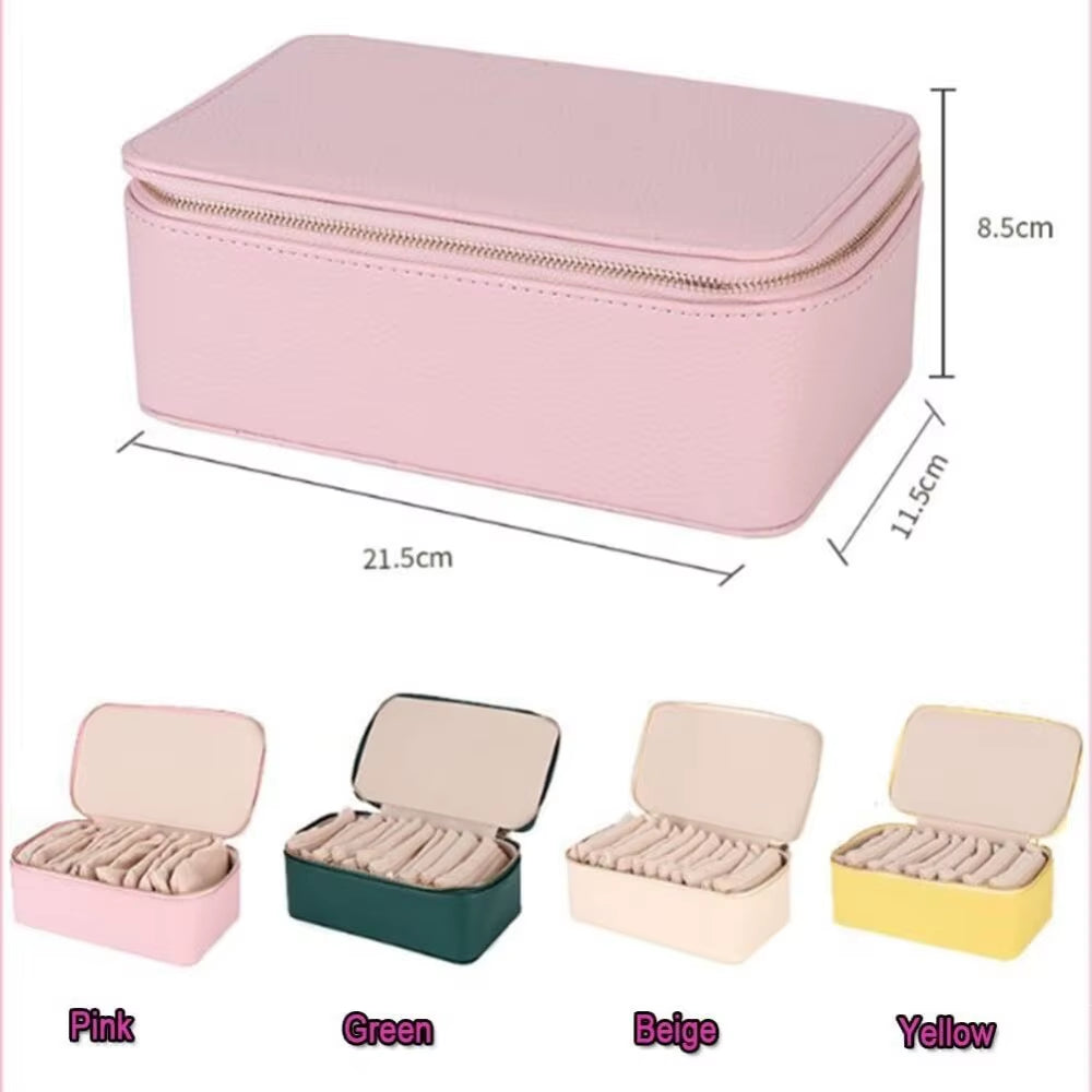 Portable Travel Jewelry Box Large Capacity PU Leather Jewelry Case with 6/12Pcs Small Pouches Jewelry Storage Box