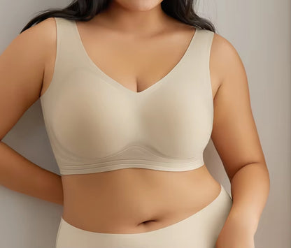 Ultra-Thin Jelly Glue Full Cover Semi-Fixed Bras Large Cup Seamless Gathering Underwear for Women 5XL