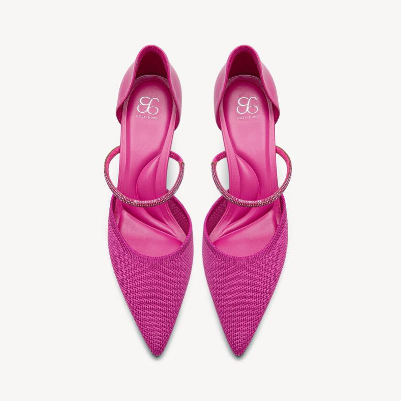 Charmelle Sparkle Pointed Toe Heeled Pumps with Elegant Ankle Strap for Women'S Formal Wear